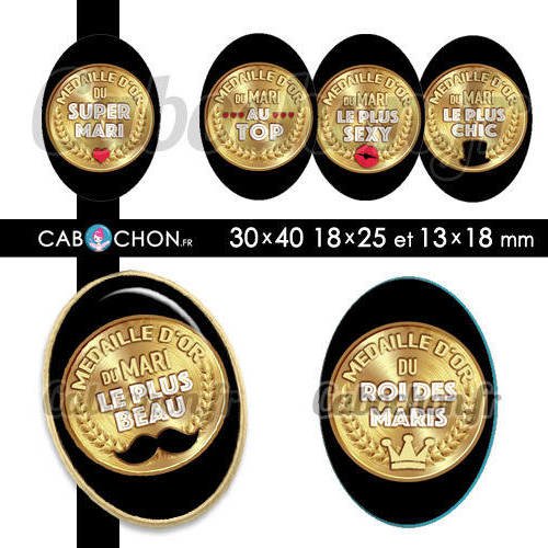 Médaille d'or mari ☆ 45 images digitales numériques ovales 30x40 18x25 et 13x18 mm chéri valentin homme page d'images 