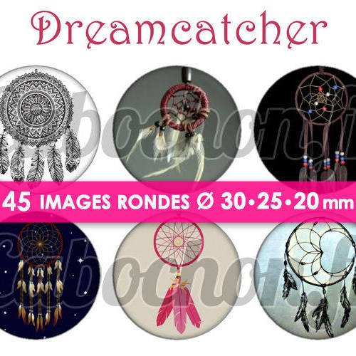 Dreamcatcher ☆ 45 images digitales numériques rondes 30 25 et 20 mm page de collage digital pour cabochons badges miroirs bijoux 