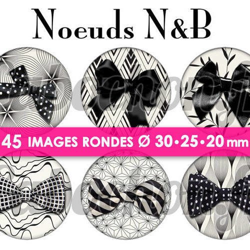 Noeuds n&b ☆ 45 images digitales numériques rondes 30 25 et 20 mm page de collage digital pour cabochons badges miroirs 