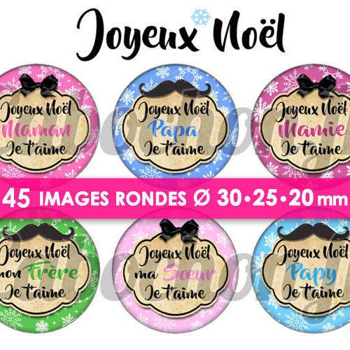 Joyeux noël xvl ☆ 45 images digitales numériques rondes 30 25 et 20 mm page de collage digital pour cabochons badges miroirs bijoux 