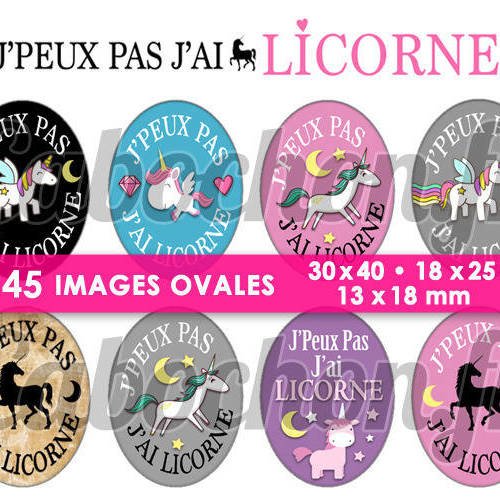 J'peux pas j'ai licorne ☆ 45 images digitales mojito licorne aqua poney ovales 30x40 18x25 et 13x18 mm page 