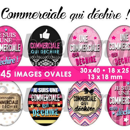 Commerciale qui déchire ! ☆ 45 images digitales numériques ovales 30x40 18x25 et 13x18 mm page cabochons bijoux miroirs 