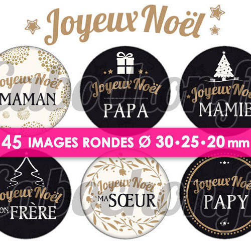 Joyeux Noel Xlv 45 Images Digitales Numeriques Rondes 30 25 Et Mm Page De Collage Digital Pour Cabochons Badges Miroirs Un Grand Marche