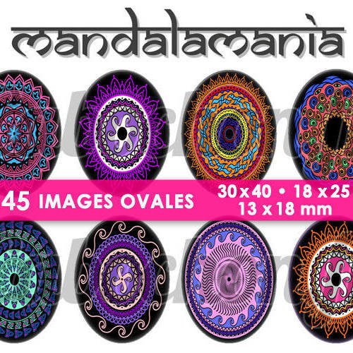 Mandala mania vl ☆ 45 images digitales numériques ovales 30x40 18x25 et 13x18 mm page cabochons 