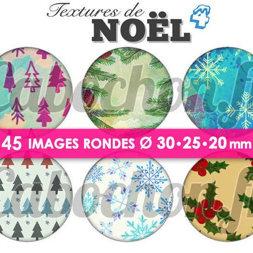 Textures de noël lv ☆ 45 images digitales numériques rondes 30 25 et 20 mm page de collage digital pour cabochons 