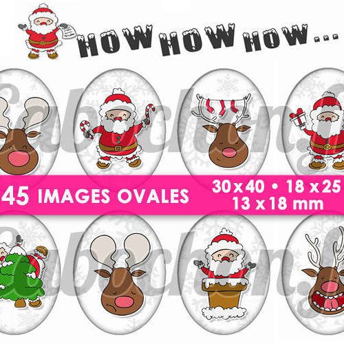 How how how ☆ 45 images digitales numériques ovales 30x40 18x25 et 13x18 mm page cabochons 