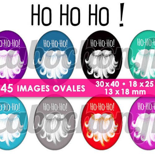 Ho ho ho ! ☆ 45 images digitales numériques ovales 30x40 18x25 et 13x18 mm page cabochons 