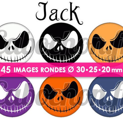 Jack ☆ 45 images digitales numériques rondes 30 25 et 20 mm page de collage digital pour cabochons 