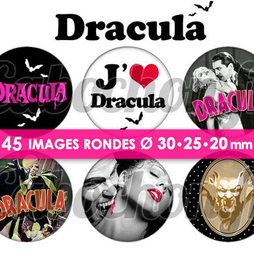 Dracula  ☆ 45 images digitales numériques rondes 30 25 et 20 mm page de collage digital pour cabochons 