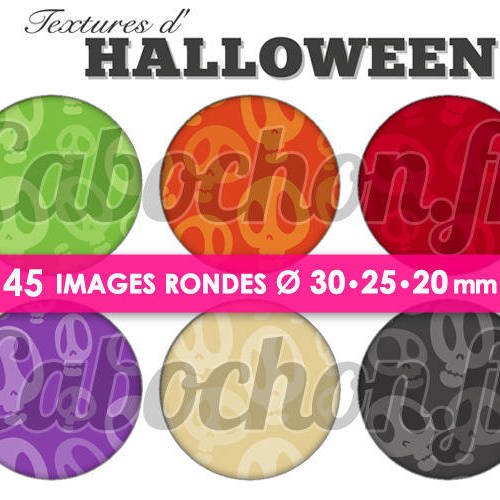 Textures d'halloween ll ☆ 45 images digitales numériques rondes 30 25 et 20 mm page de collage digital pour cabochons 