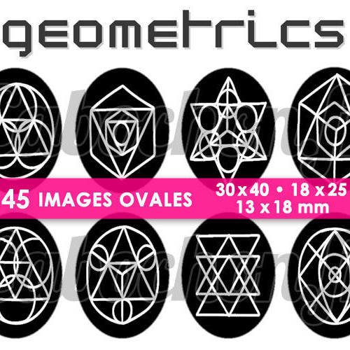 Geometrics ll ☆ 45 images digitales numériques ovales 30x40 18x25 et 13x18 mm page cabochons 