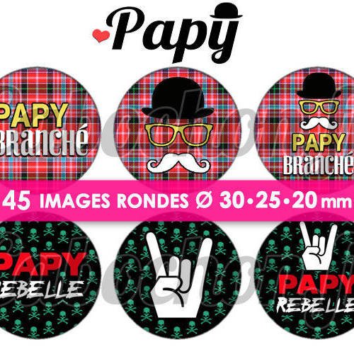 Papy ☆ 45 images digitales numériques rondes 30 25 et 20 mm page de collage digital pour cabochons 