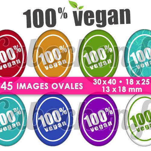 100% vegan ll ☆ 45 images digitales numériques ovales 30x40 18x25 et 13x18 mm page cabochons 