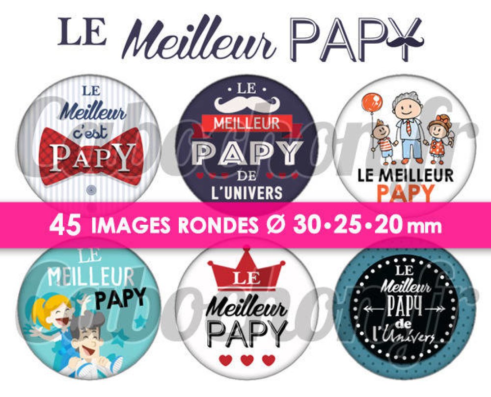 Papy mamie on vous aime ☆ 45 images digitales rondes 30 25 et 20