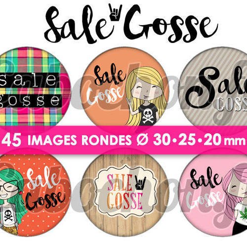 Sale gosse ☆ 45 images digitales numériques rondes 30 25 et 20 mm page de collage digital pour cabochons 