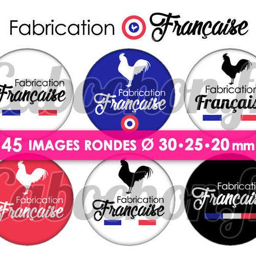 Fabrication française ☆ 45 images digitales numériques rondes 30 25 et 20 mm page de collage digital pour cabochons 