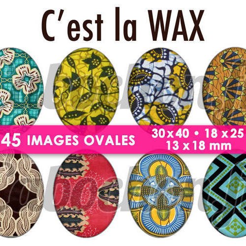 C'est la wax ☆ 45 images digitales numériques ovales 30x40 18x25 et 13x18 mm page digitale pour cabochons 