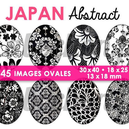 Japan abstract ☆ 45 images digitales numériques ovales 30x40 18x25 et 13x18 mm page digitale pour cabochons 