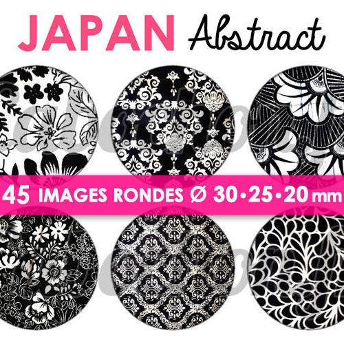 Japan abstract ☆ 45 images digitales numériques rondes 30 25 et 20 mm page de collage digital pour cabochons 