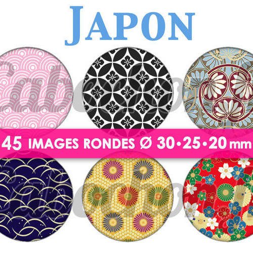 ☆ 45 images digitales / numériques rondes 30 25 et 20 mm ° japon lv ° - page digitale de cabochons à imprimer 