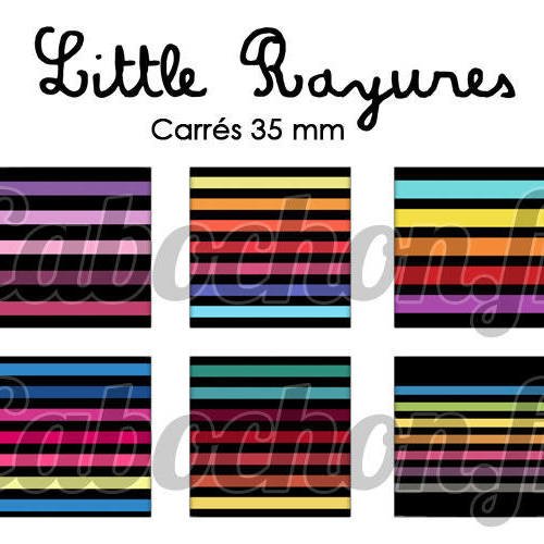 ° little rayures ° - page digitale pour cabochons - 15 images numériques à imprimer 