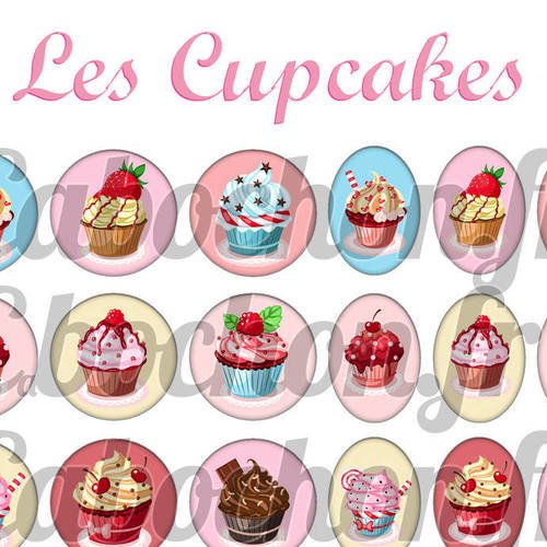 ° les cupcakes lll ° - page digitale pour cabochons - 60 images numériques à imprimer 