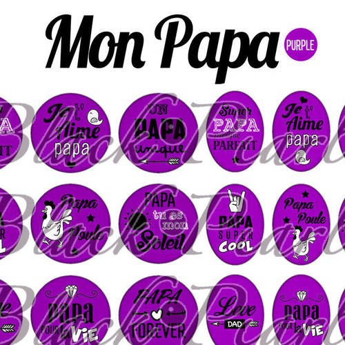 ° mon papa • purple ° - page de collage digital cabochons - 60 images à imprimer 