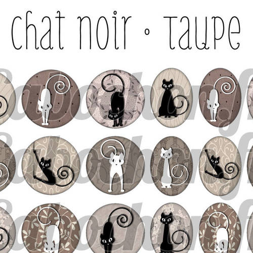 Chat Noir Taupe Planche Digitale à Imprimer 60 Images Numériques à Imprimer