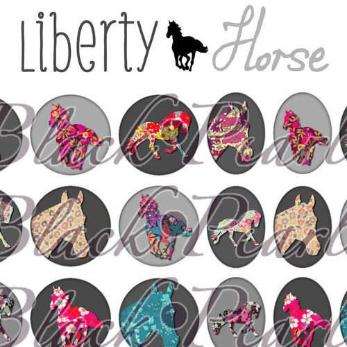 ° liberty horse lll ° - page digitale pour cabochons - 60 images numériques à imprimer - cheval 