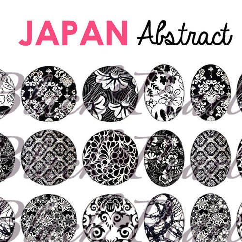 ° japan abstract ° - page digitale pour cabochons - 60 images numériques à imprimer 