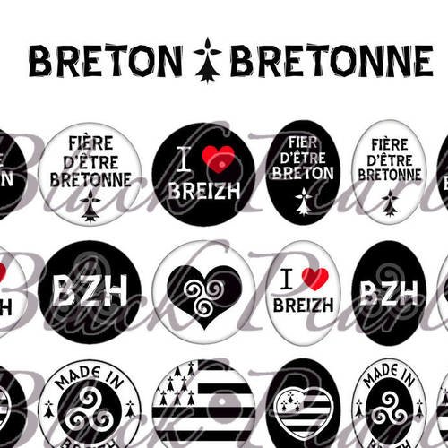 ° breton • bretonne ° - page digitale pour cabochons - 60 images numériques à imprimer 