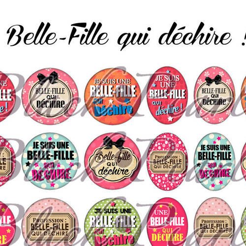 ° belle-fille qui déchire ! ° - page de collage digital cabochons - 60 images à imprimer 