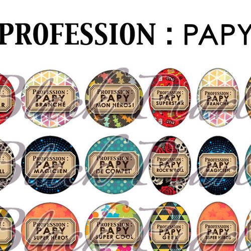 ° profession : papy ° - page de collage digital cabochons - 60 images à imprimer 