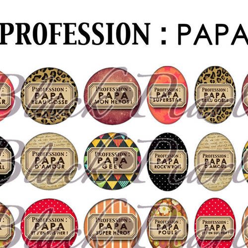 ° profession : papa ° - page digitale pour cabochons - 60 images à imprimer 