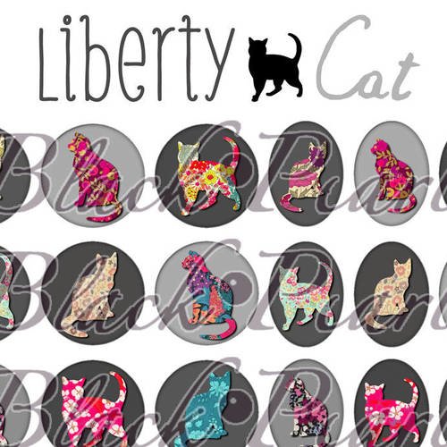 ° liberty cat lll ° - page digitale pour cabochons - 60 images à imprimer 