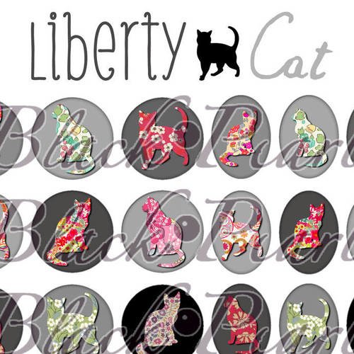 ° liberty cat ll ° - page digitale pour cabochons - 60 images à imprimer 