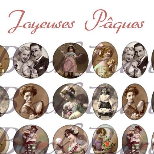 ° joyeuses pâques ° - page de collage digital cabochons - 60 images à imprimer 