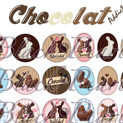 ° chocolat addict ° - page digitale pour cabochons à imprimer - 60 images à imprimer 