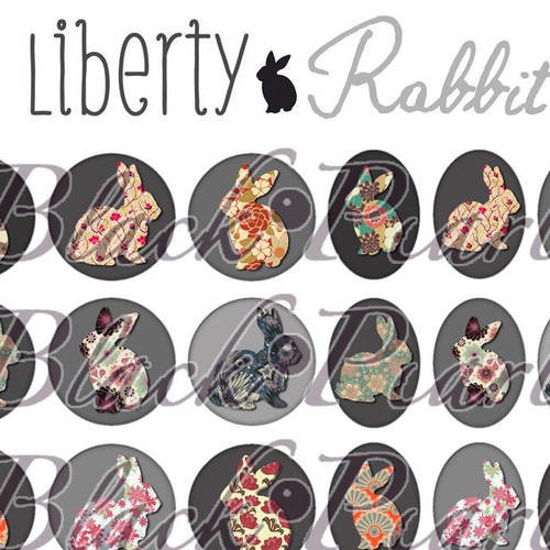 ° liberty rabbit ° - page digitale pour cabochons - 60 images à imprimer 