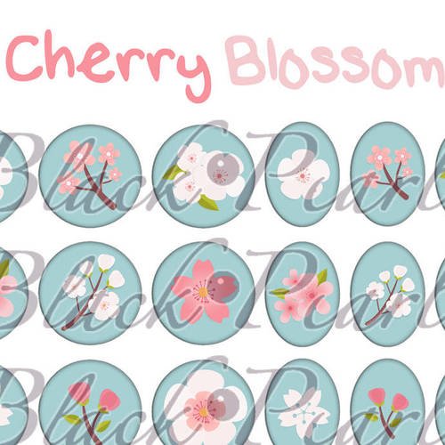 ° cherry blossom ° - page digitale pour cabochons - 60 images à imprimer 