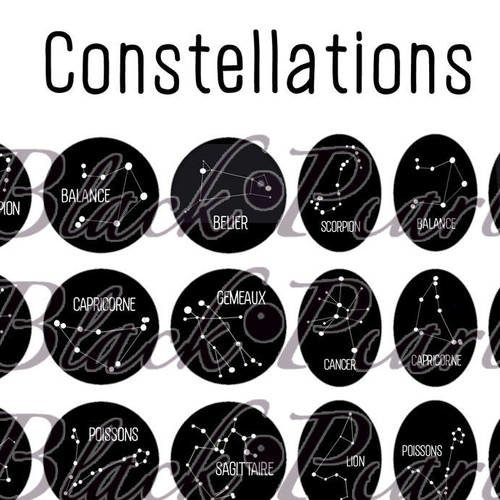 ° constellations ° - page de collage paon digital pour cabochons - 48 images à imprimer 