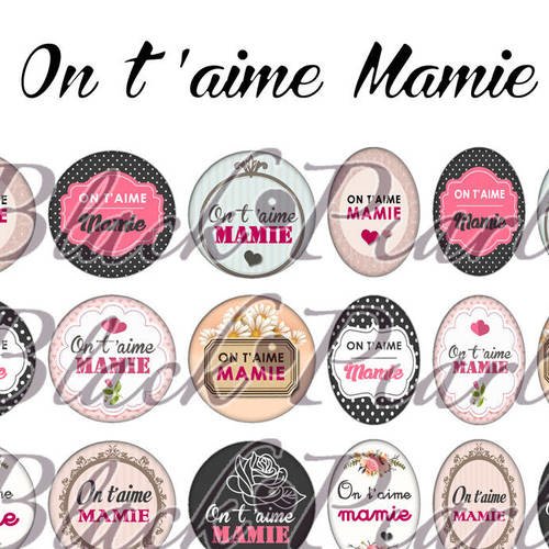 ° on t'aime mamie °  - page digitale pour cabochons - 60 images à imprimer 