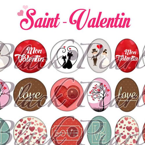 ° saint-valentin ll ° - page digitale pour cabochons - 60 images à imprimer 