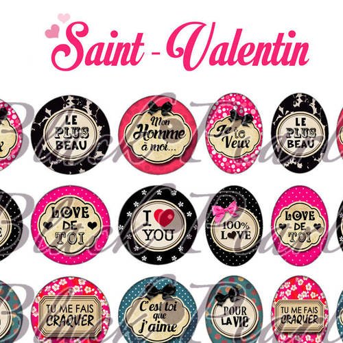 ° saint-valentin ° - page digitale pour cabochons - 60 images à imprimer 
