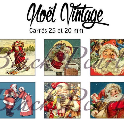 ° noël vintage °- page de collage cabochons - 30 images 