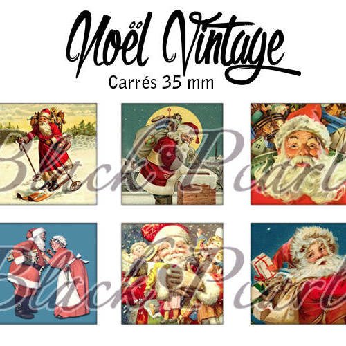 ° noël vintage °- page de collage cabochons - 15 images 