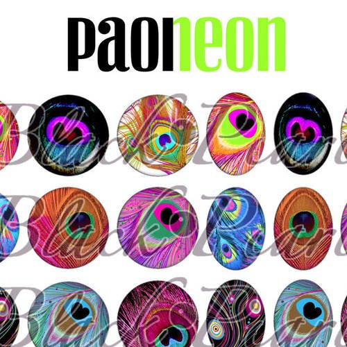 ° paoneon ° - page de collage paon digital pour cabochons - 60 images à imprimer 