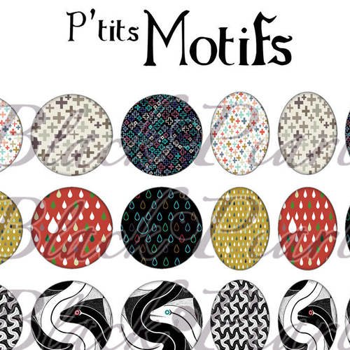 ° p'tits motifs ° - page de collage digital cabochons - 60 images 