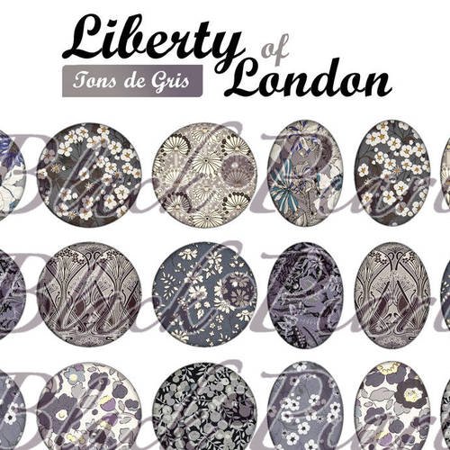 ° liberty of london - tons de gris ° - page digitale pour cabochons - 60 images 