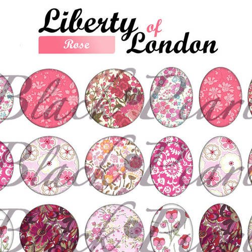 ° liberty of london - rose ° - page digitale pour cabochons - 60 images 